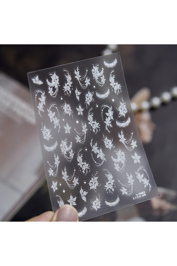 1 Pcs Delicate Flower White Magnolia Curved Lace Curved Line Frangipani Gradient Petal Relief Adhesi