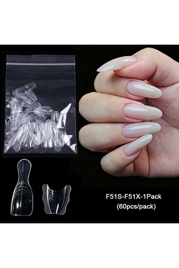F51S-F51X-1Pack SWEET TREND-60pcs Dual Nail Forms 15 size Extensions-Dual Forms Oval /Long Coffin To