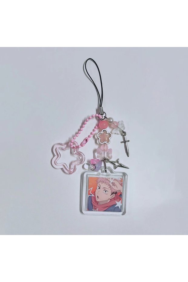 jjk4 Y2K Handmade Beaded Phone Strap Nanami Kento Choso Fushiguro Toji Square Acrylic Pendant Butter