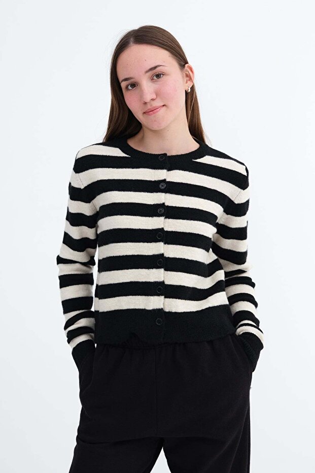 Striped Knitwear Cardigan H3569