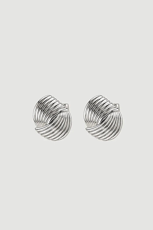 Fan Shaped Earrings - Silver