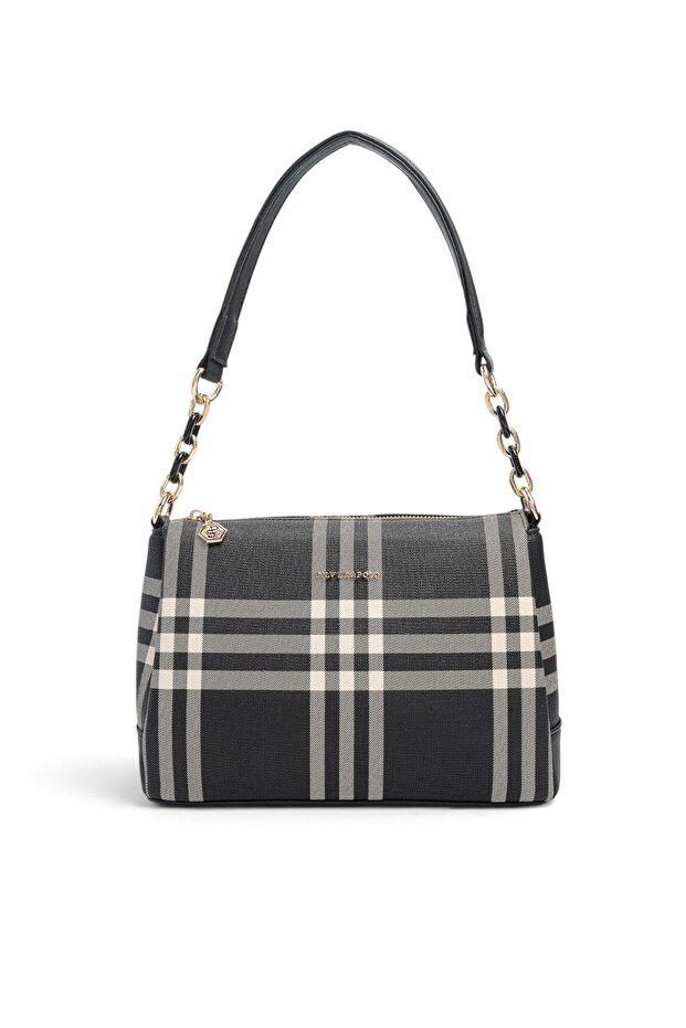 Black - Black Striped Plaid Women's Crossbody Bag Sp910