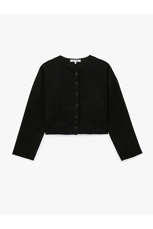 Crew Neck Long Sleeve Buttoned Basic Knitwear Cardigan