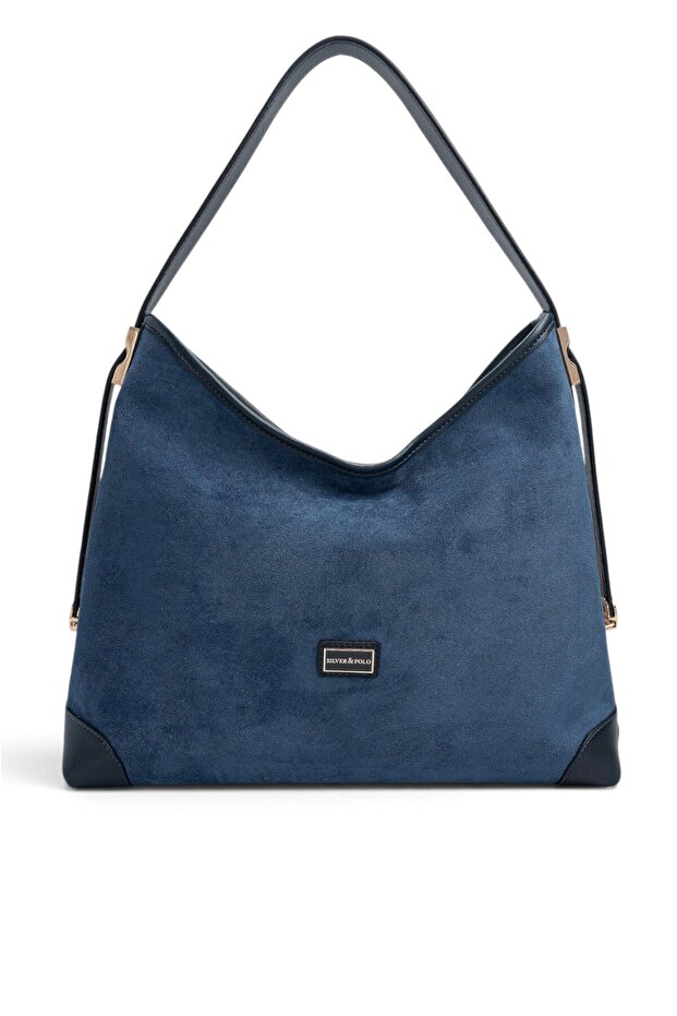 Navy Blue - Navy Blue Suede Women's Shoulder Bag Sp1285