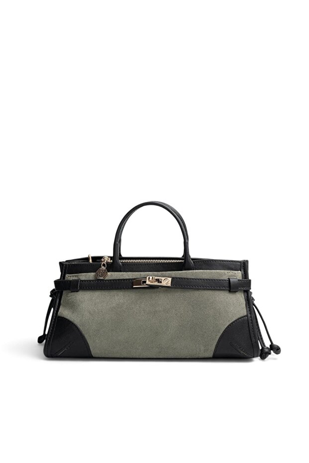 Life Green - Black Suede Women's Handbag Sp1260