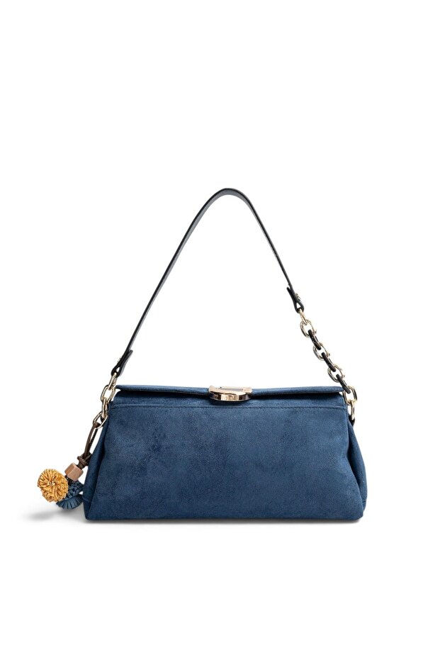 Navy Blue - Navy Blue Suede Women's Shoulder Bag Sp1294