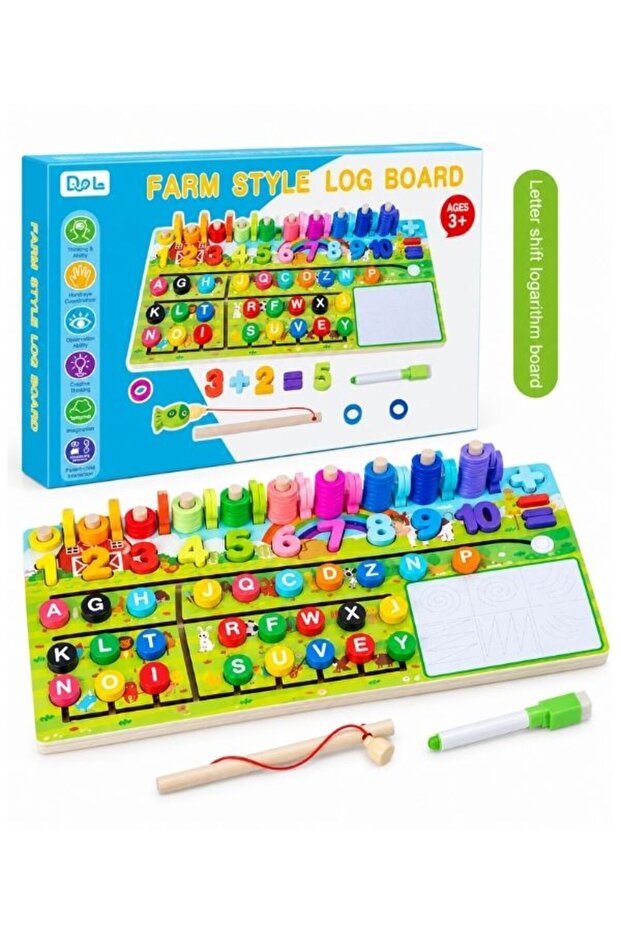 Farm Themed Logarithmic Educational Fun Wooden Toy – Math Learning Tool