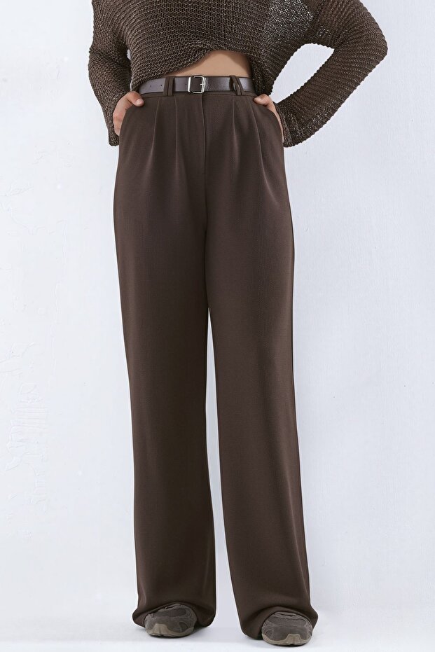 Belted Lycra Palazzo Trousers