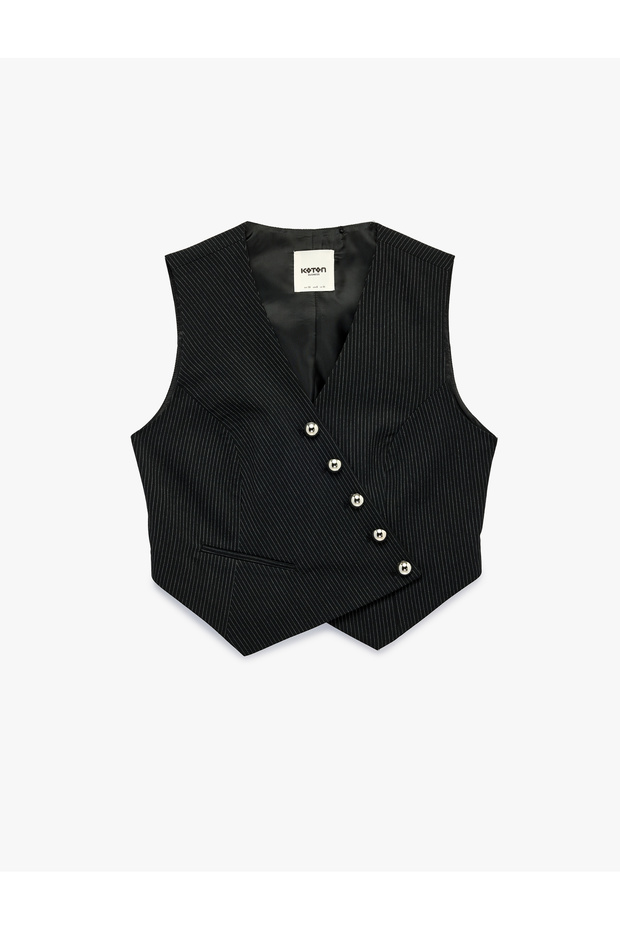 Asymmetrical Striped Blazer Vest
