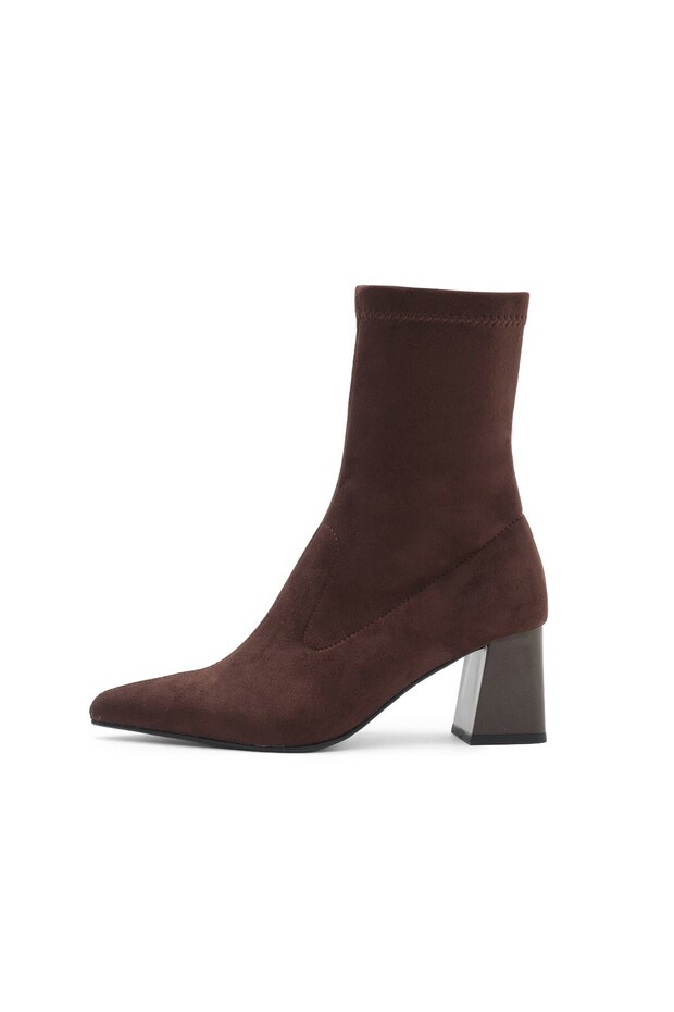 Denise Brown Stretch Heeled Boots