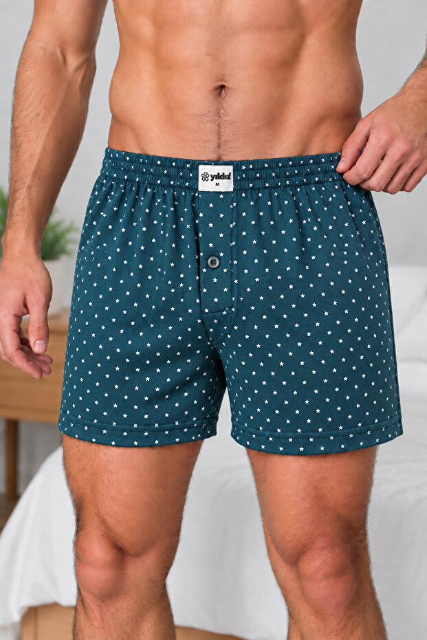 Yildiz Çamaşir 3-Pack Men's 100% Cotton Patterned Boxers – Comfortable Cut with Elastic Waistband