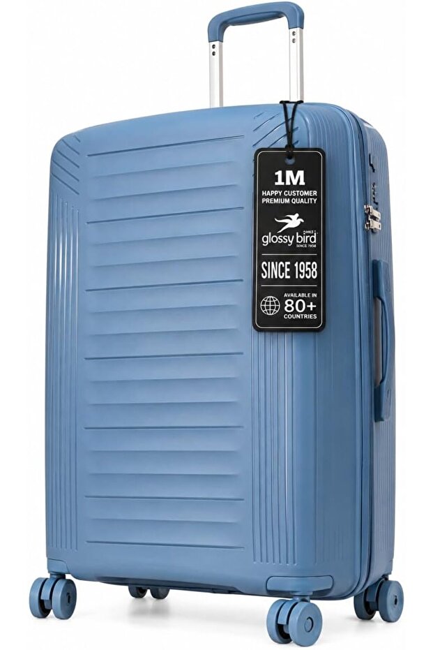 Large Hard Shell Suitcase, Expandable Polypropylene PP Luggage with TSA007 Combination Lock, Double Zipper, Spinner Wheels and USB Charging Port, Travel Trolley Bag - 28 inch