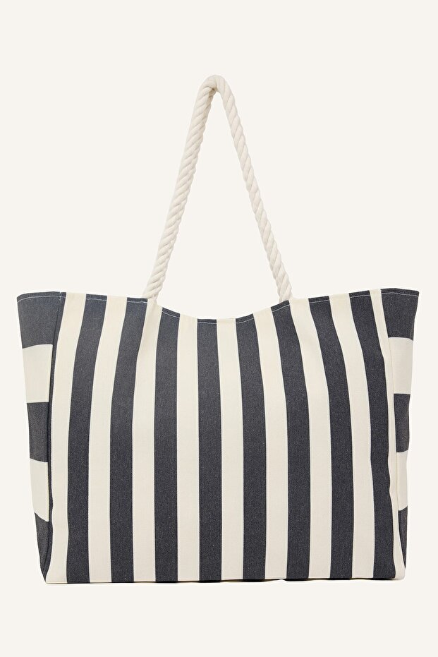 Women's Embroidered Canvas Ecru Beach Bag G8715Axns