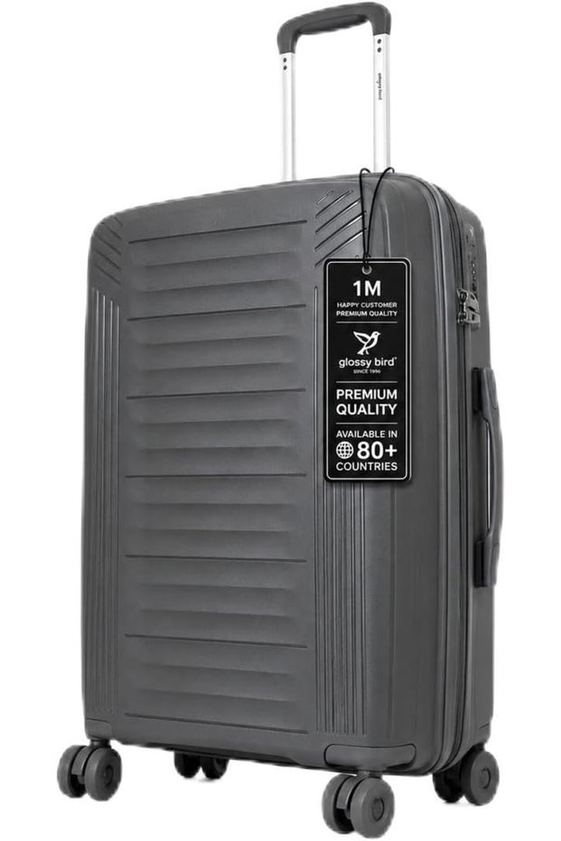 Large Hard Shell Suitcase, Expandable Polypropylene PP Luggage with TSA007 Combination Lock, Double Zipper, Spinner Wheels and USB Charging Port, Travel Trolley Bag - 20 inch