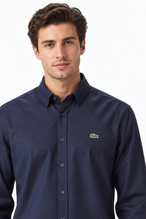 Mens Regular Fit Navy Shirt Standard Cut Men's Shirt Navy Blue