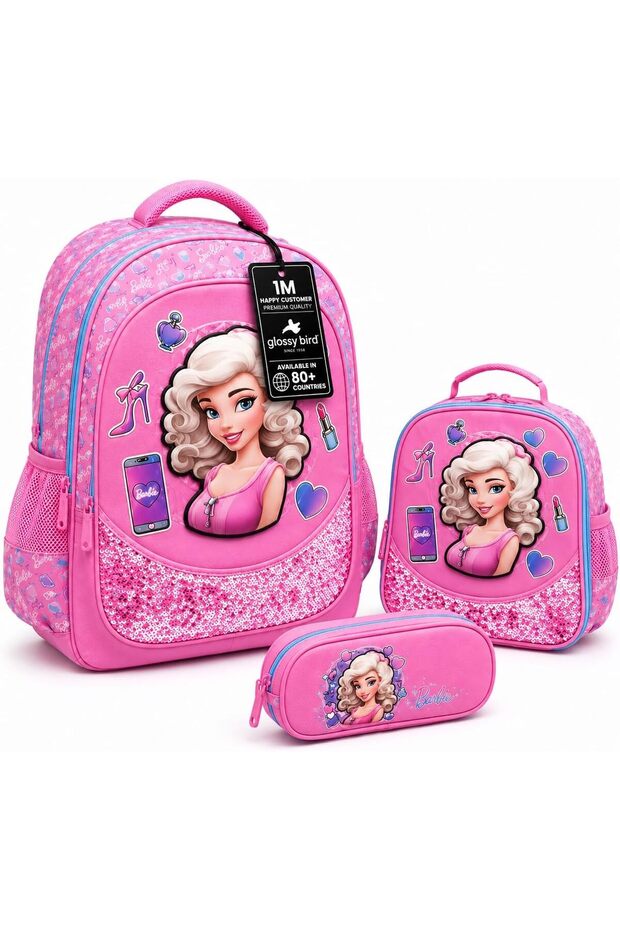 Kids School Backpack Set 3 Piece for Girls, Lightweight School Bag with Lunch Bag and Pencil Case, Water Resistant Bookbag for Primary School