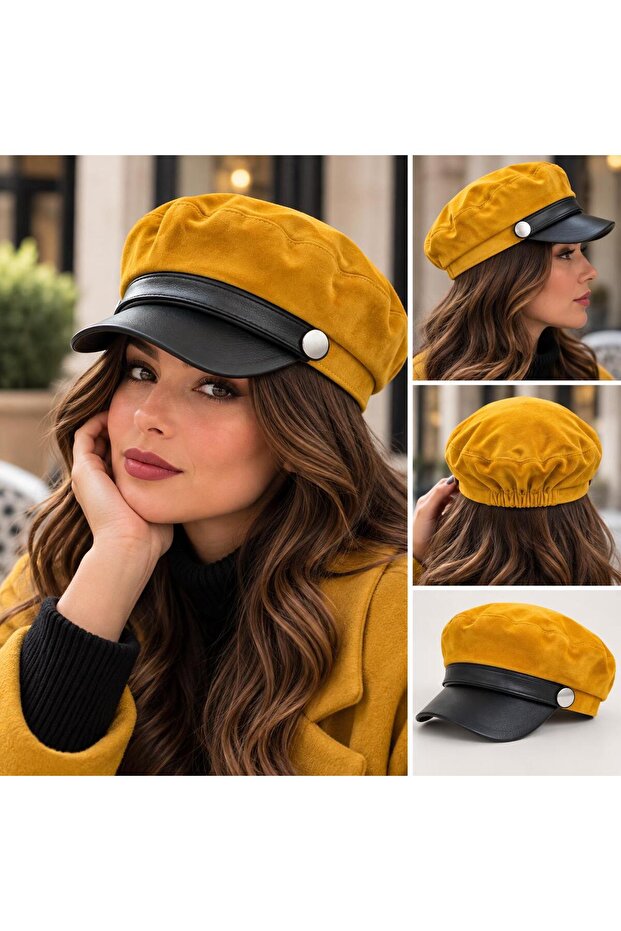 Women's Cap Hat, Vintage Model with Brim, Stylish Casual Autumn Winter Hat
