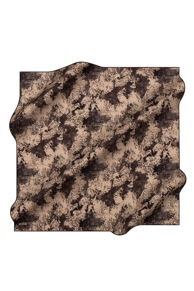 Beige 90X90 Silk Crepe Satin Scarf