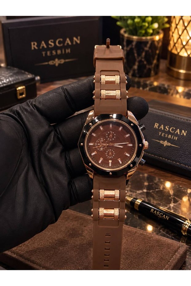 Silicone Strap Brown Men's Wristwatch