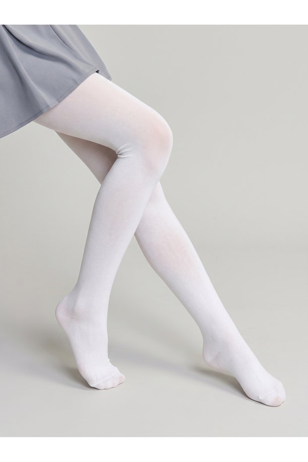 11-12 Year Old Children's Plain White Pantyhose