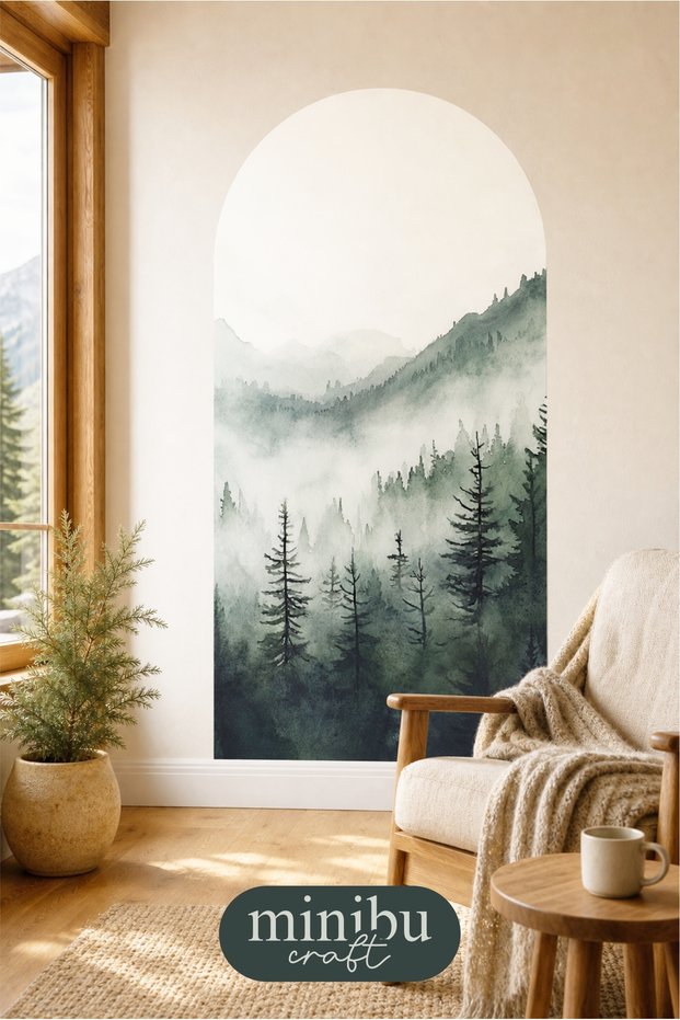 Black Forest Landscape Bohemian Arch Boho Arch Modern Wall Sticker Mnb-77