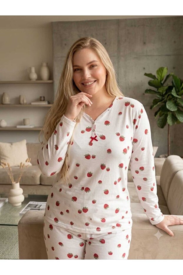 Large Size Long Sleeve Cotton Lycra Interlock Fabric Pajama Set