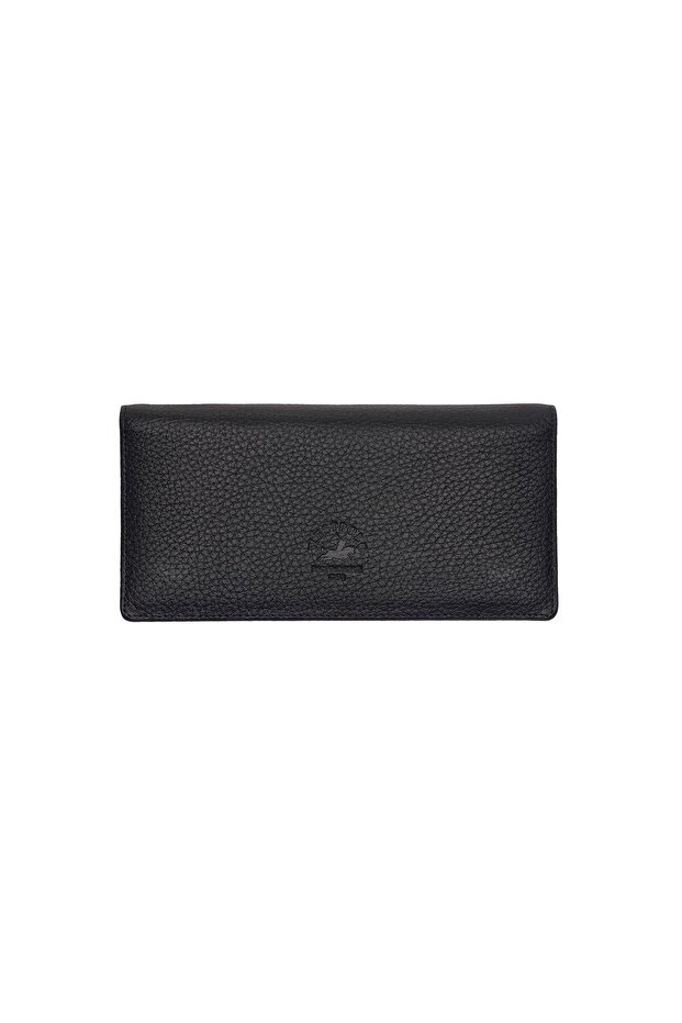 Unisex Genuine Leather Long Wallet with Phone Compartment, Magnetic Cover, Hand Portfolio