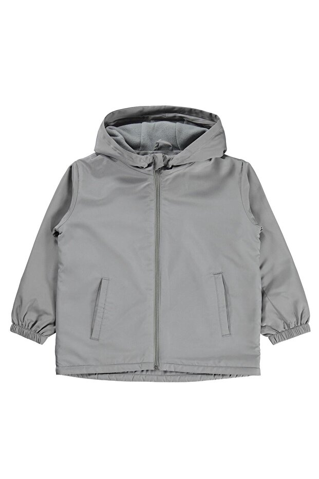 Basic Raincoat with Fleece Inside for Ages 10-13 - Gray