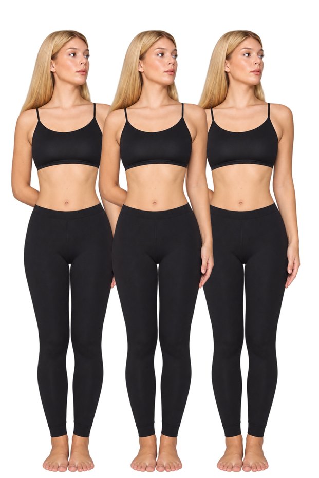 3 Pcs Black Combed Cotton Long Leggings, 95% Cotton 5% Lycra Comfortable Long Leggings, Women's Long Leggings, Combed Cotton Long Leggings, Leggings, Soft Long Leggings, Cotton Leggings, Plus Size Leggings