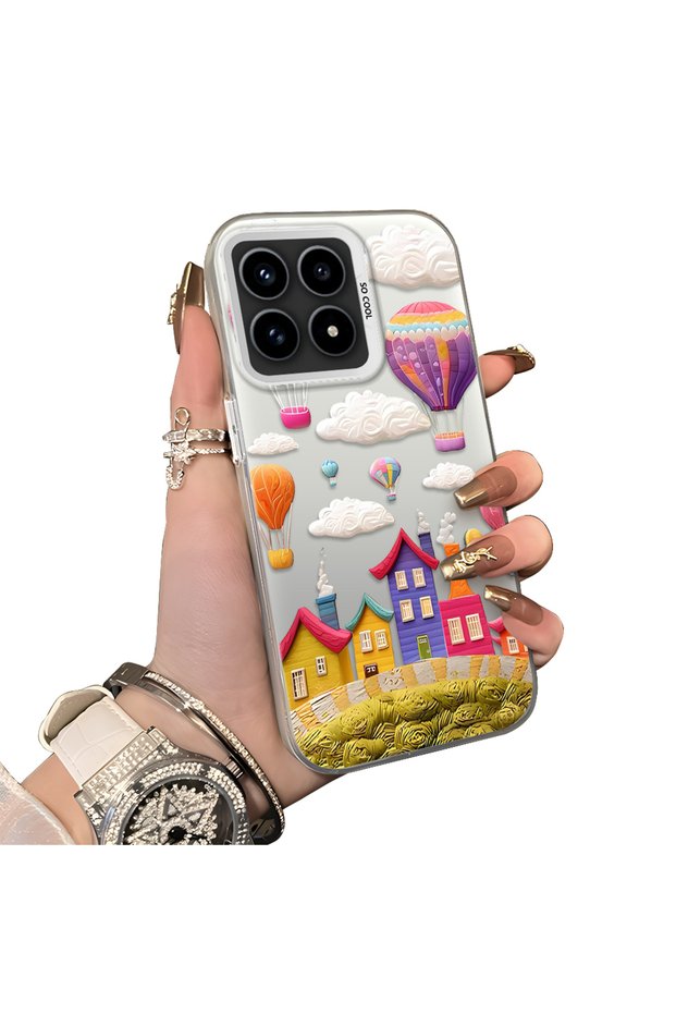 Redmi K90 5g Compatible Silicone Edge Hard Back Case Balloon Pattern Lover Couple Phone Case