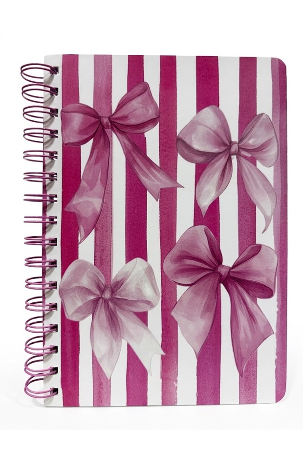Pink Ribbon 03 Patterned Spiral Lined Notebook - Lined Leaflet Notepad