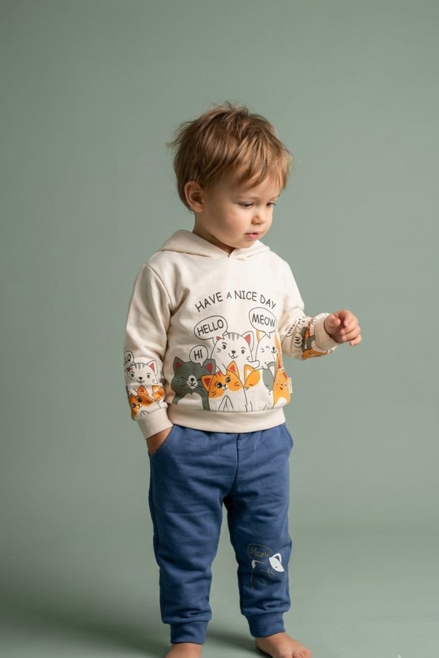 Baby Boy Cat Themed Tracksuit Set 2-Piece Set