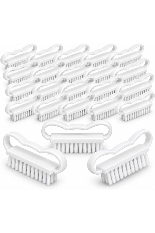 24 Pcs Nail cleaning and dust removal brush with a curved handle grip, designed for manicure and pedicure grooming