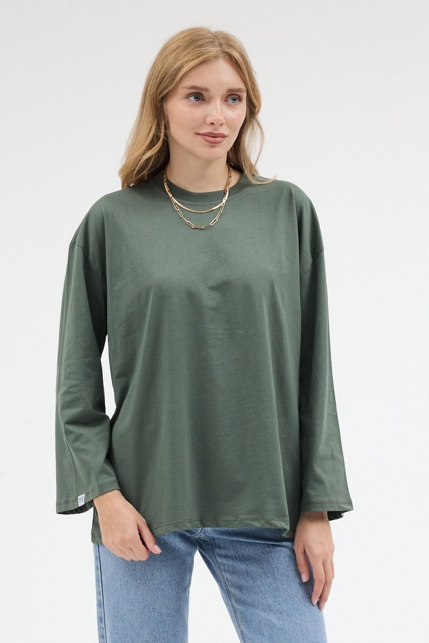 Women's Oversize Fit Crew Neck Long Sleeve Basic T-Shirt