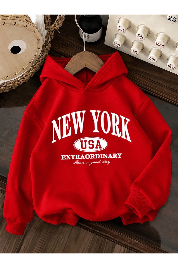 Unisex Children's Hooded Sweatshirt Printed 3-Yarn Hooded Sweatshirt -