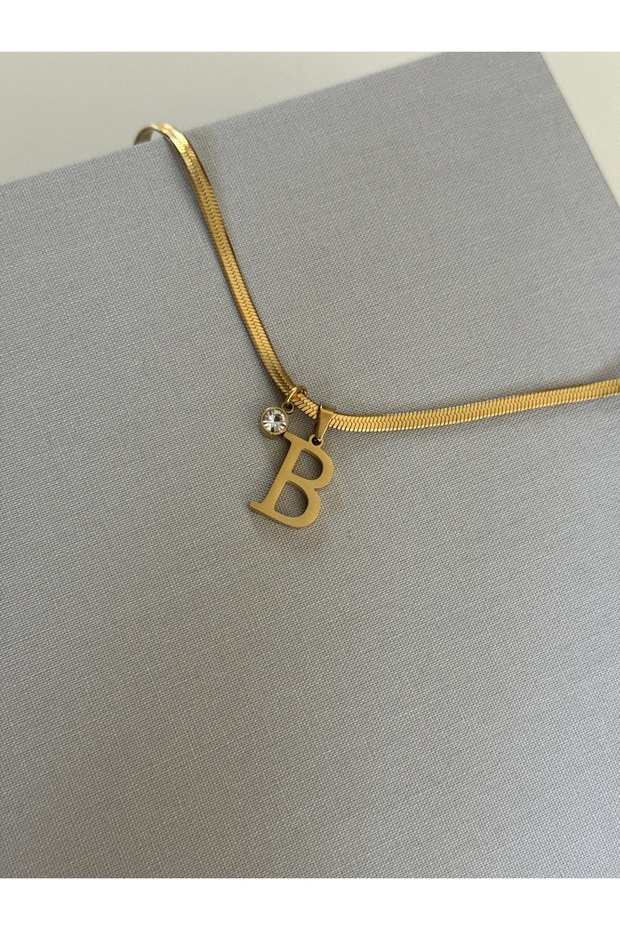 Letter B Stainless Steel Gold Necklace (45cm)
