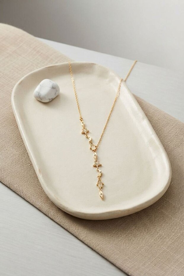 Brass Gold Color Zircon Stone Manifest Model Women's Necklace