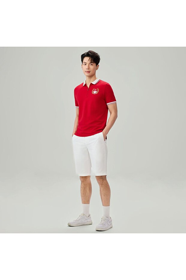 Men's Slim Peach Twill Elastic Shorts