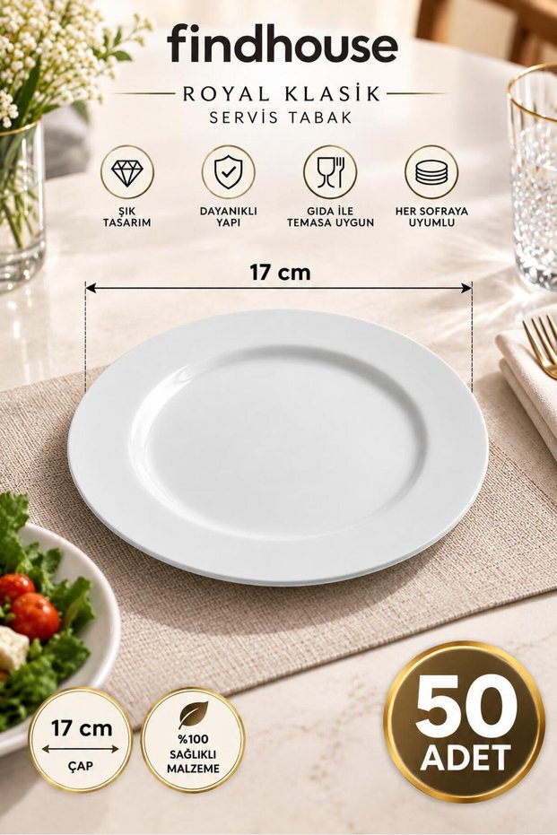 Royal Series 50 Pcs Quality Melamine Classic Serving Plate 17cm for Home, Cafe, Diner, Restaurant, Hotel