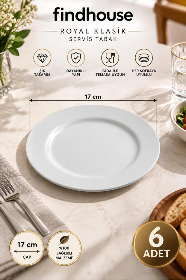 Royal Series 6 Pcs Quality Melamine Classic Serving Plate 17cm for Home, Cafe, Diner, Restaurant, Hotel