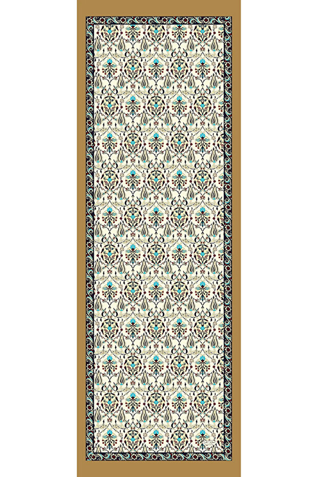 100% Silk Satin Scarf - Gold - Cream