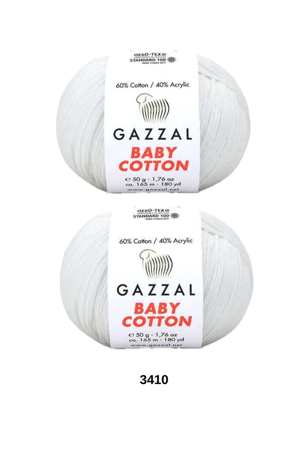 2 Pcs Gazzal Baby Cotton Lightweight and Comfortable Cotton Yarn for Summer Projects Amigurumi Bandana Yarn Beanie Punch Punch Embroidery Yarn Color: 3410