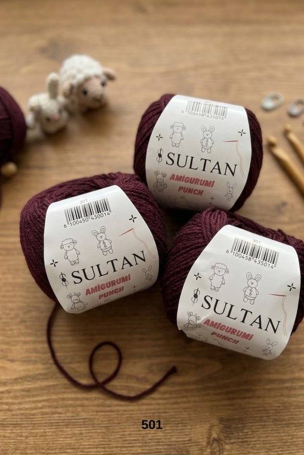 3 Pieces Sultan Amigurumi Knitting Yarn Toy 50 Grams 150 Meters Lightweight and Comfortable Cotton Yarn for Summer Projects Bandana Beanie Punch Punch Embroidery Hand Knitting Yarn Color: 501