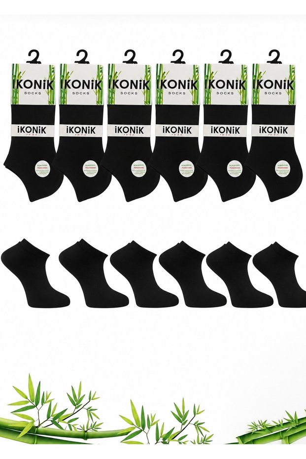 Men's 6-Piece Bamboo Black Booties Socks