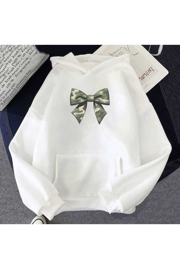 Unisex White Off-Shoulder Oversize Hooded Casual Sweatshirt with Kangaroo Pocket
