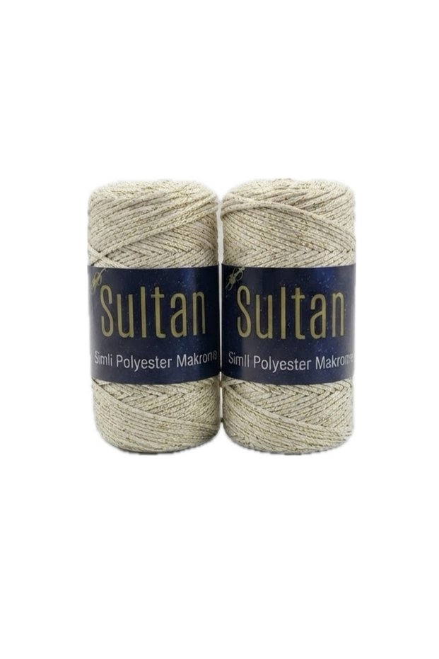 2 Pieces Sultan Glitter Polyester Macrame Cord 100 Gram Bag Wallet Supla Runner Basket Wall Decoration Canvas Bag Making Material Color: 2016Ekrualtın