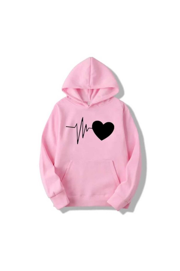 Unisex Pink Off-Shoulder Oversize Hooded Casual Sweatshirt with Kangaroo Pocket