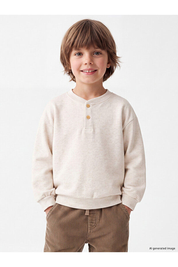 Sparkling Choices from Shining Store Zero Roba Collar Buttoned Boy Sweatshirt