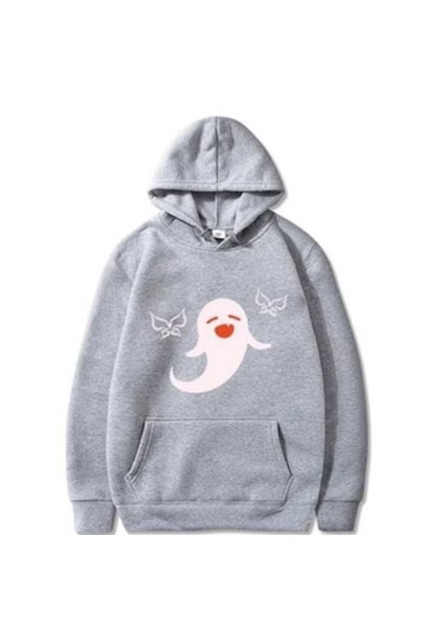 Unisex Gray 3 Thread Threaded Oversize Hooded Sweatshirt Basic Comfortable Cut