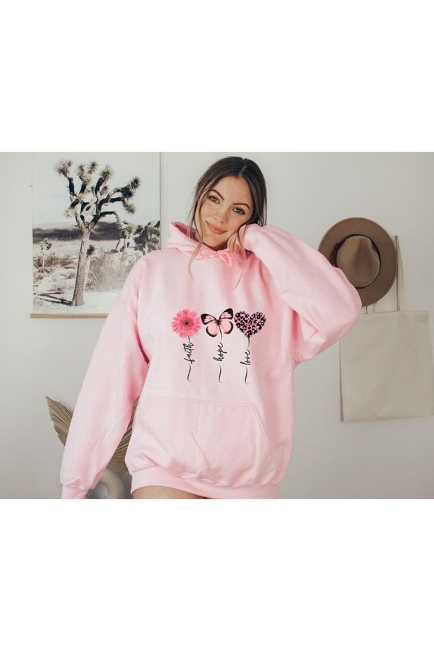 Unisex Pink Off-Shoulder Oversize Hooded Casual Sweatshirt with Kangaroo Pocket
